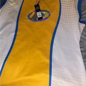 Fashion Nova Yellow , blue and White Dress Sporty Bodycon